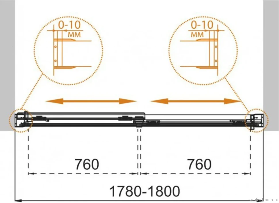 Шторка на ванну Cezares Tandem Soft VF 2 180/145 C Cr IV стекло прозрачное