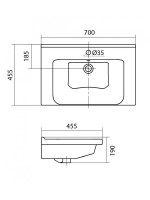 Тумба с раковиной SanStar Ориана 70 подвесная, серая, раковина Santek Миранда 70
