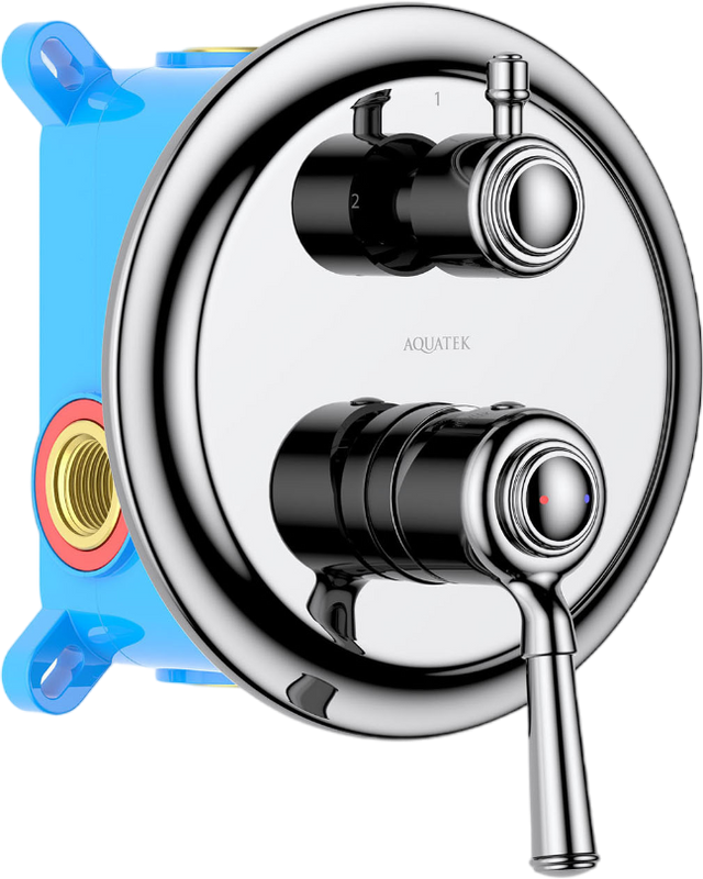 Встраиваемый смеситель для душа и ванны AQUATEK Классик AQ1546CR С ВНУТРЕННЕЙ ЧАСТЬЮ, хром