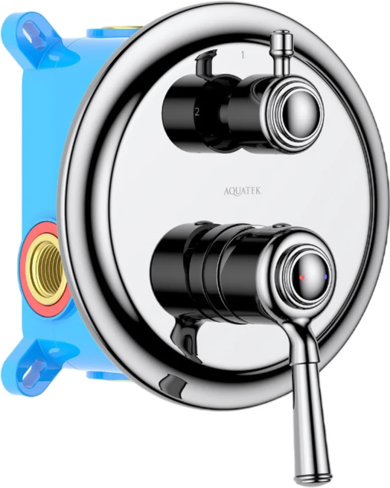 Встраиваемый смеситель для душа и ванны AQUATEK Классик AQ1546CR С ВНУТРЕННЕЙ ЧАСТЬЮ, хром