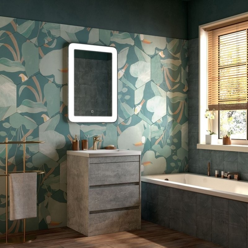 Тумба с раковиной Art&Max Family 60, напольная, Cemento Veneto