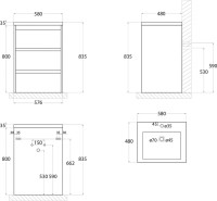 Тумба с раковиной Art&Max Family 60, напольная, Cemento Veneto