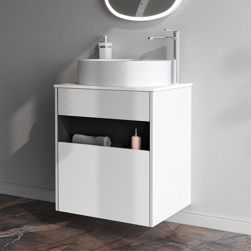 Мебель для ванной комнаты AM.PM Func 60 белый глянец, со столешницей, раковина M8FWCC20550WG
