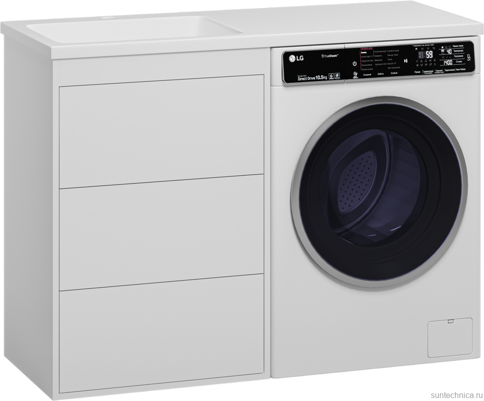 Тумба с раковиной Brevita Grafit 60 L, под стиральную машину, раковина Kamilla