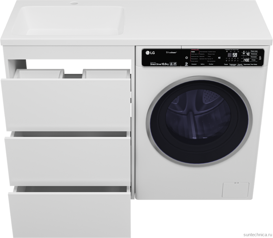 Тумба с раковиной Brevita Grafit 60 L, под стиральную машину, раковина Kamilla