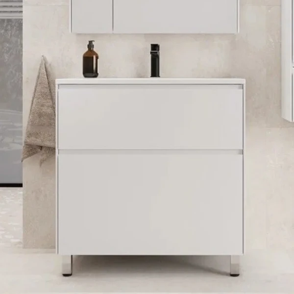 Тумба с раковиной Style Line Лима 80 см напольная LINE 80 2 ящика PLUS Белый Матовый ЭМАЛЬ