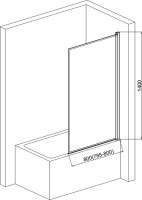 Шторка на ванну AQUAme AQM2859-R 80х140, профиль черный матовый