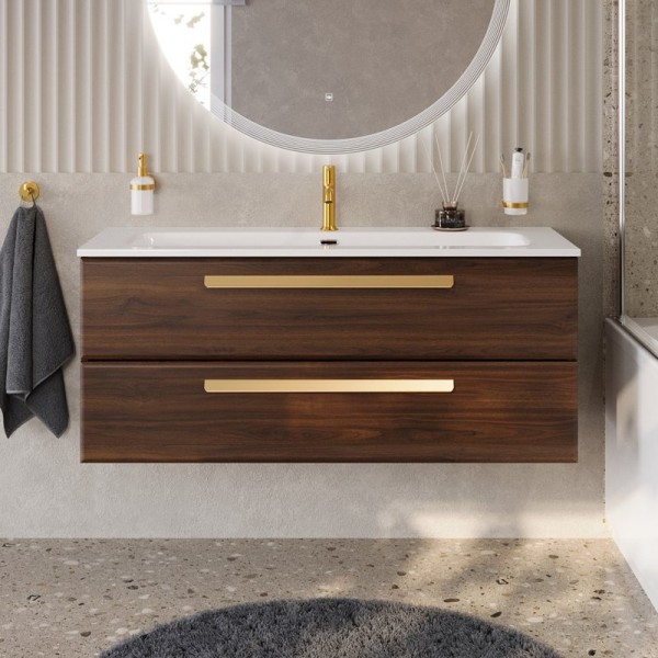 Тумба под раковину без столешницы Cezares Eco Cer-N 120 орех шоколад софт, ручки сатиновое золото