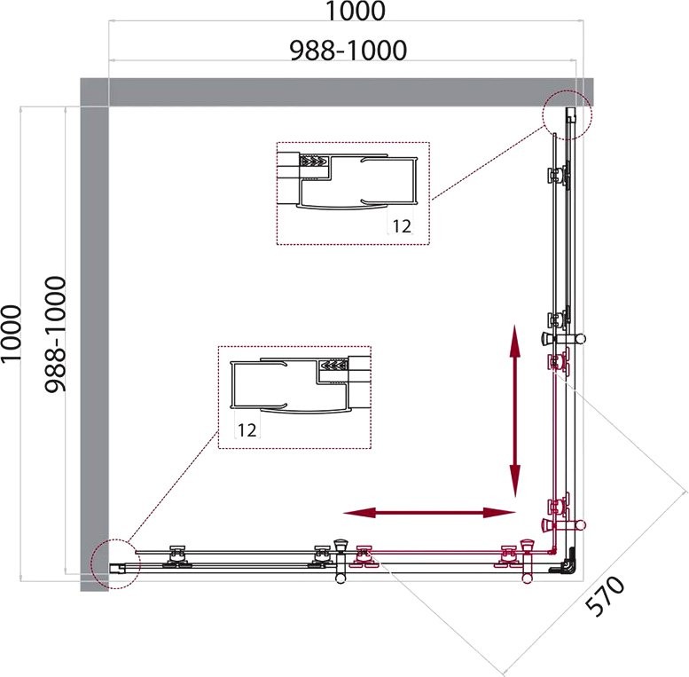 Душевой уголок BelBagno Uno 195 A 2 100 C Cr
