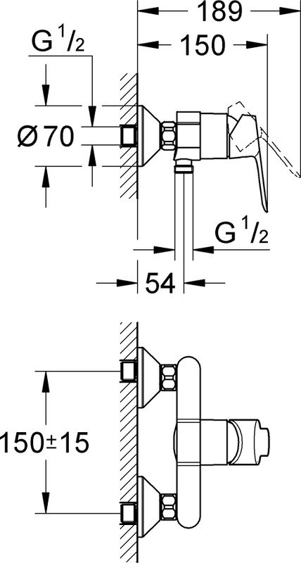 Душевой комплект Смеситель для душа Grohe BauEdge 23333000 + Стойка Tempesta Cosmopolitan System 250 26675000