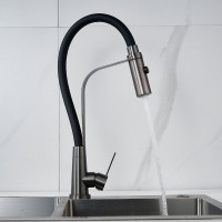 Смеситель для кухни Shevanik S943T-3 с гибким изливом, оружейная сталь