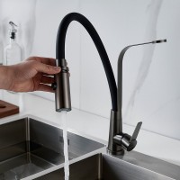 Смеситель для кухни Shevanik S943T-3 с гибким изливом, оружейная сталь