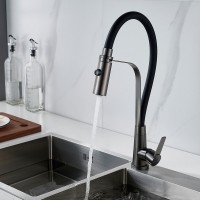 Смеситель для кухни Shevanik S943T-3 с гибким изливом, оружейная сталь
