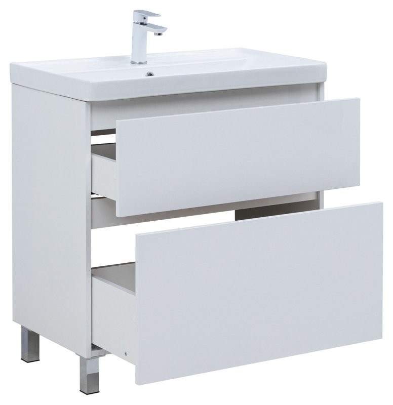 Тумба под раковину Aquanet Вега 80 794x460x790 напольная белый глянец