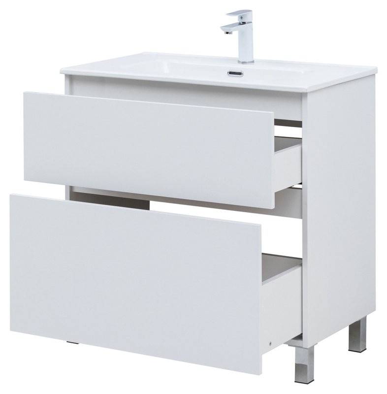 Тумба под раковину Aquanet Вега 80 794x460x790 напольная белый глянец