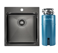 Комплект Мойка Paulmark Kroner PM214551-GM вороненая сталь + Измельчитель Intenso