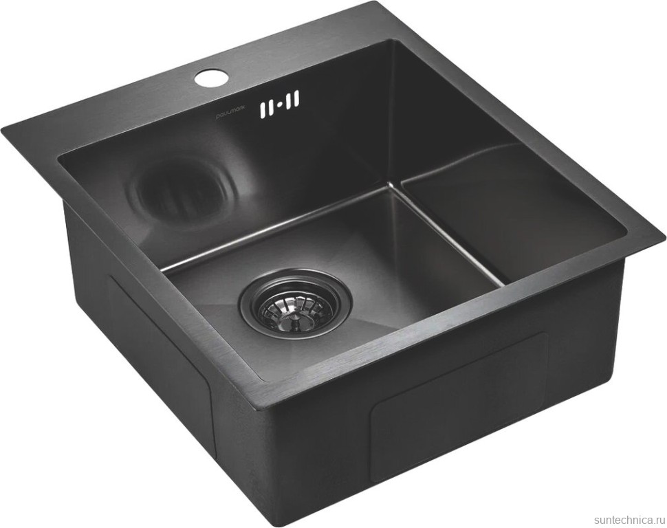 Комплект Мойка Paulmark Kroner PM214551-GM вороненая сталь + Измельчитель Intenso