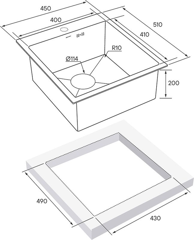 Комплект Мойка Paulmark Kroner PM214551-GM вороненая сталь + Измельчитель Intenso