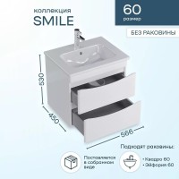 Тумба с раковиной SanStar Smile 60 подвесная
