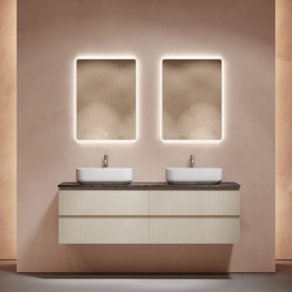 Мебель для ванной комнаты Sancos Snob T 160 beige soft, столешница черный мрамор TT160A1X, раковина CN5043