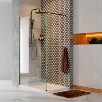 Душевая перегородка Wasserkraft Abens Abens 20W40 120 см, профиль черный + душевая стойка