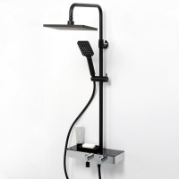 Душевая перегородка Wasserkraft Abens Abens 20W40 120 см, профиль черный + душевая стойка