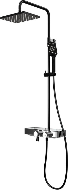 Душевая перегородка Wasserkraft Abens Abens 20W40 120 см, профиль черный + душевая стойка