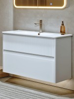 Тумба с раковиной Alavann Wave 105 подвесная, раковина Sanovit Nikson 105, белая