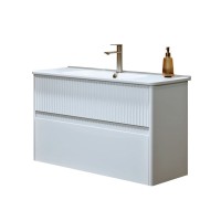 Тумба с раковиной Alavann Wave 105 подвесная, раковина Sanovit Nikson 105, белая