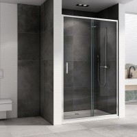 Душевая дверь в нишу Abber Schwarzer Diamant AG301305 130 см, профиль хром, стекло прозрачное
