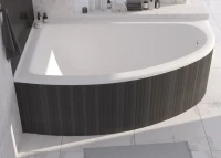 Ванна из искусственного камня Marmo Bagno Альба L 105x170 см, угловая, левая, пристенная, белая, асимметричная, на ножках