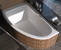 Ванна из искусственного камня Marmo Bagno Альба L 105x170 см, угловая, левая, пристенная, белая, асимметричная, на ножках
