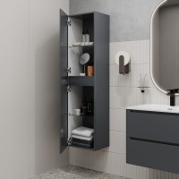 Шкаф пенал для ванной IDDIS Edifice 40 темно-серый