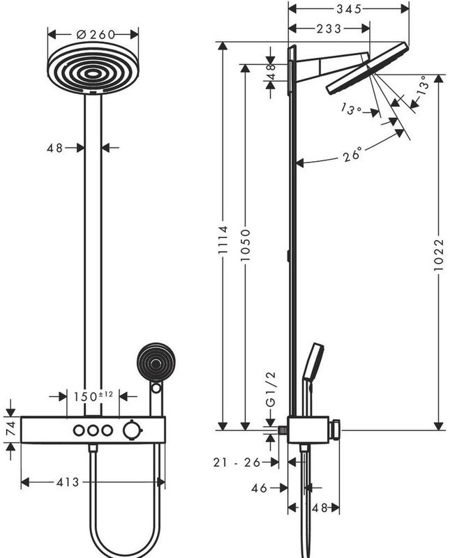 Душевая стойка Hansgrohe Pulsify Select 24240670 черный