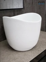 Накладная раковина GID Creativo N9303wg 36 матовая белая, белый графит, круглая, фаянс