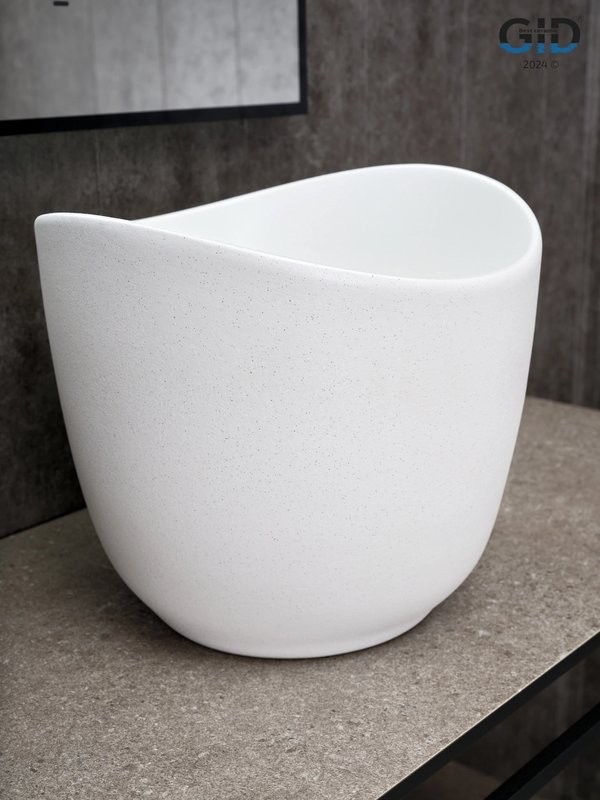 Накладная раковина GID Creativo N9303wg 36 матовая белая, белый графит, круглая, фаянс