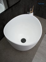 Накладная раковина GID Creativo N9303wg 36 матовая белая, белый графит, круглая, фаянс