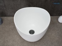 Накладная раковина GID Creativo N9303wg 36 матовая белая, белый графит, круглая, фаянс