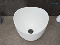 Накладная раковина GID Creativo N9303wg 36 матовая белая, белый графит, круглая, фаянс
