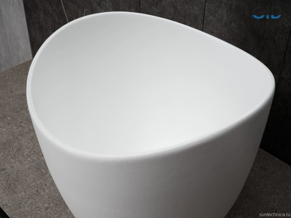 Накладная раковина GID Creativo N9303wg 36 матовая белая, белый графит, круглая, фаянс