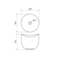 Накладная раковина GID Creativo N9303wg 36 матовая белая, белый графит, круглая, фаянс