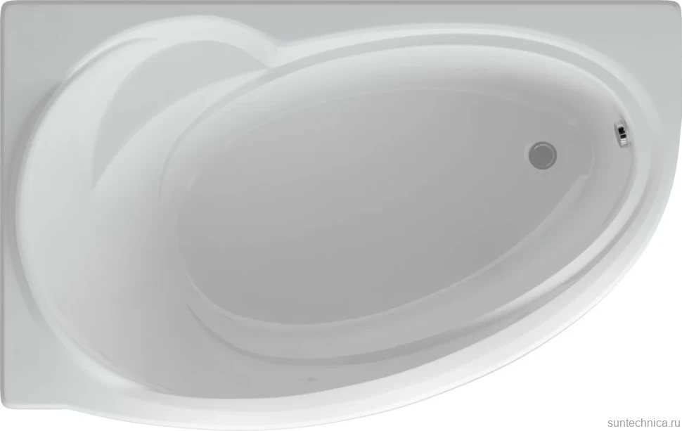 Акриловая ванна AQUATEK Бетта BET170-0000099 L 170x95 см, угловая, левая, пристенная, белая, асимметричная, с каркасом, с экраном, со сливом-переливом