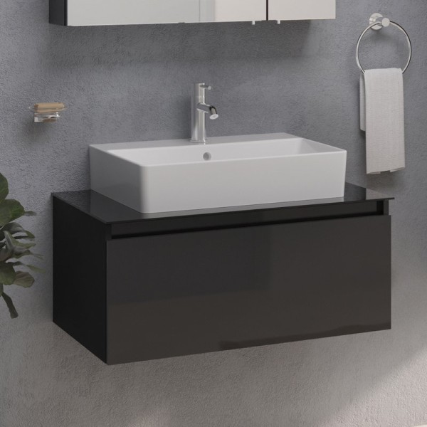 Тумба с раковиной VitrA Nuo 80 подвесная, глянцевый антрацит