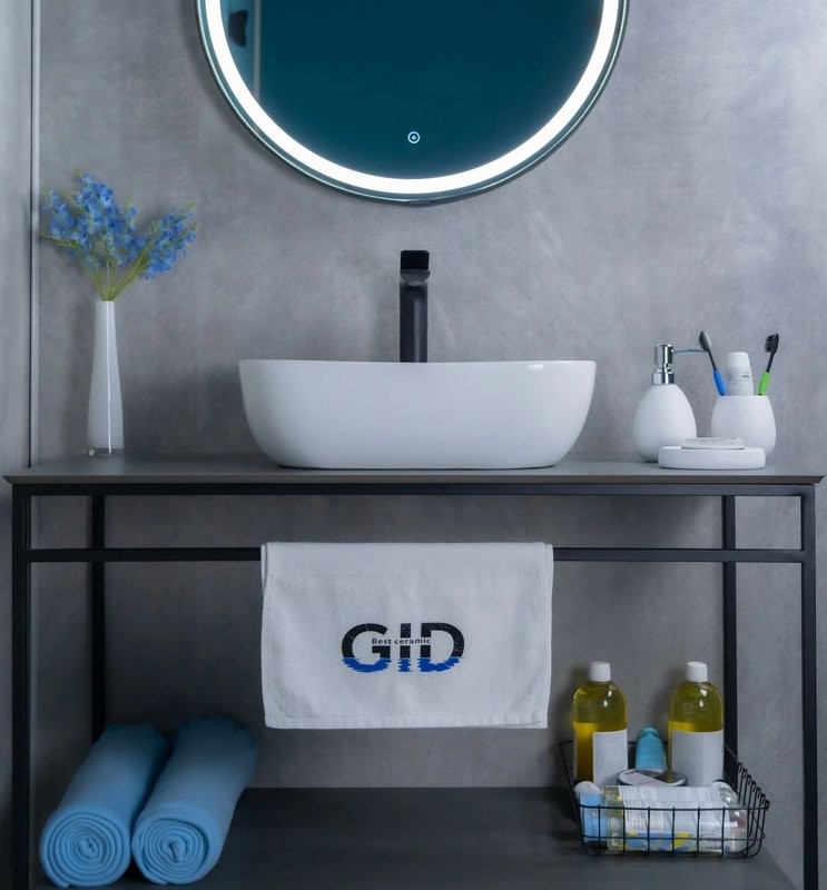 Накладная раковина GID Geometrico D1333 46 глянцевая белая, прямоугольная, фаянс