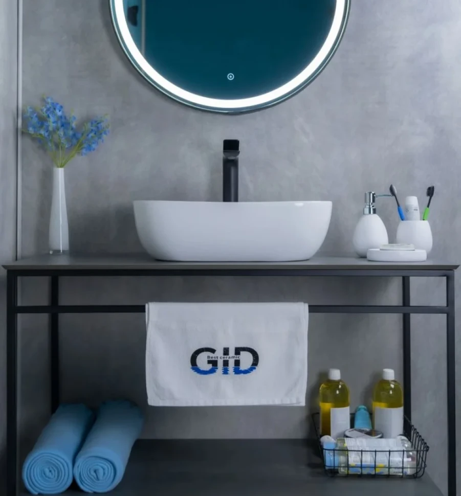 Накладная раковина GID Geometrico D1333 46 глянцевая белая, прямоугольная, фаянс