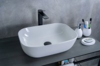 Накладная раковина GID Geometrico D1333 46 глянцевая белая, прямоугольная, фаянс