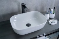 Накладная раковина GID Geometrico D1333 46 глянцевая белая, прямоугольная, фаянс