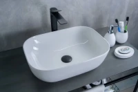 Накладная раковина GID Geometrico D1333 46 глянцевая белая, прямоугольная, фаянс