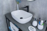 Накладная раковина GID Geometrico D1333 46 глянцевая белая, прямоугольная, фаянс