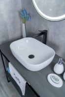 Накладная раковина GID Geometrico D1333 46 глянцевая белая, прямоугольная, фаянс